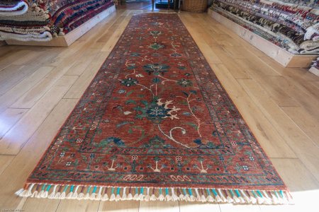 Hand-Knotted Sultanabad Runner From Afghanistan