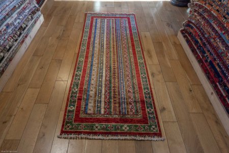 Hand-Knotted Khorjin Runner From Afghanistan