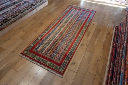 Hand-Knotted Khorjin Runner From Afghanistan