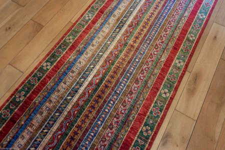 Hand-Knotted Khorjin Runner From Afghanistan