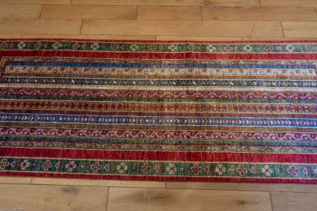 Hand-Knotted Khorjin Runner From Afghanistan