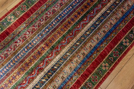 Hand-Knotted Khorjin Runner From Afghanistan