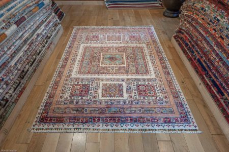 Hand-Knotted Khorjin Rug From Afghanistan