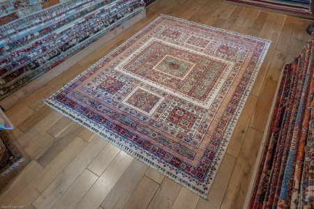 Hand-Knotted Khorjin Rug From Afghanistan