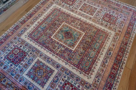 Hand-Knotted Khorjin Rug From Afghanistan