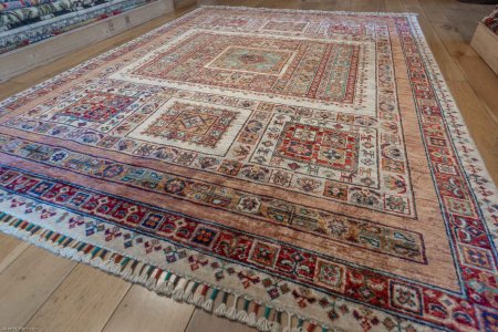 Hand-Knotted Khorjin Rug From Afghanistan