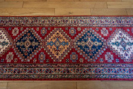 Hand-Knotted Kazak Runner From Afghanistan
