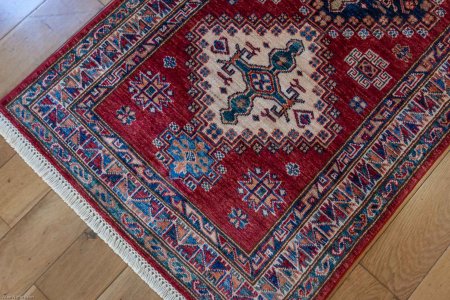Hand-Knotted Kazak Runner From Afghanistan