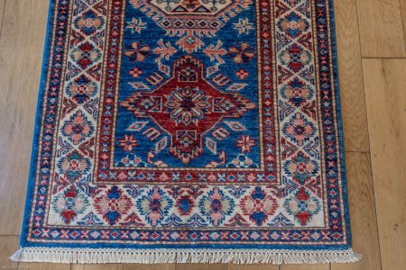 Hand-Knotted Kazak Runner From Afghanistan