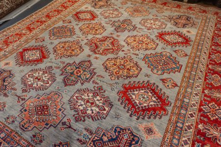 Hand-Knotted Kazak Rug From Afghanistan