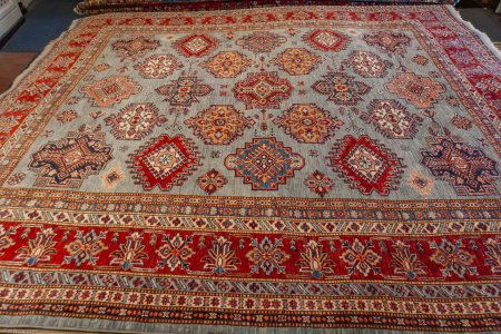 Hand-Knotted Kazak Rug From Afghanistan