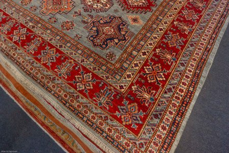 Hand-Knotted Kazak Rug From Afghanistan