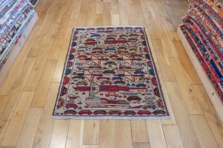Hand-Knotted Baluch War Rug From Afghanistan