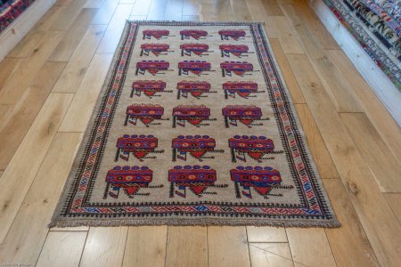 Hand-Knotted Baluch War Rug From Afghanistan