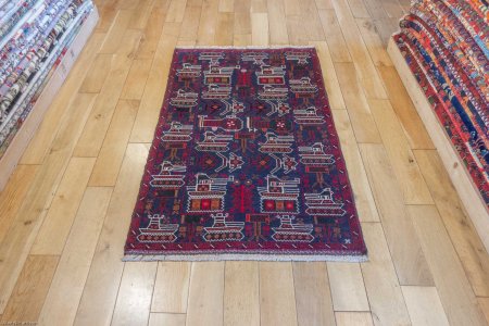 Hand-Knotted Baluch War Rug From Afghanistan