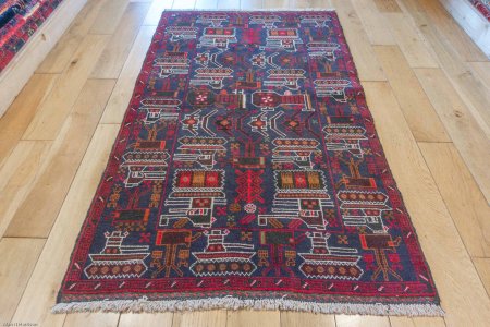Hand-Knotted Baluch War Rug From Afghanistan