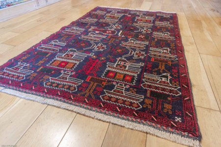 Hand-Knotted Baluch War Rug From Afghanistan