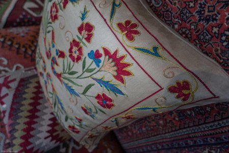 Hand-Made Sozani Silk Embroidered Cushion From Turkey