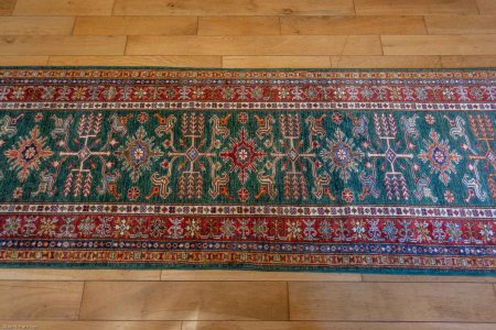 Hand-Knotted Kazak Runner From Afghanistan