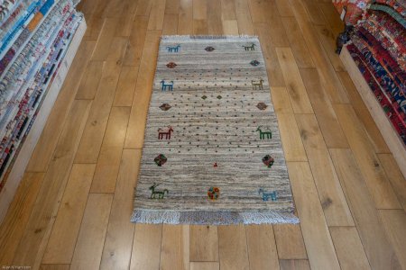 Hand-Knotted Gabbeh Rug From Iran (Persian)