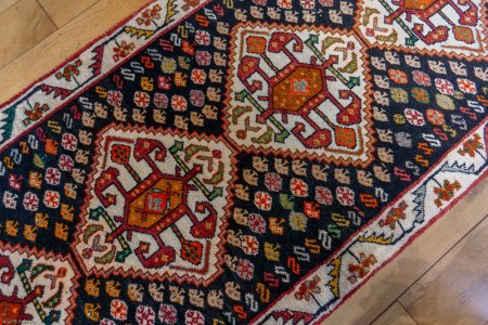 Hand-Knotted Qashgai Runner From Iran (Persian)