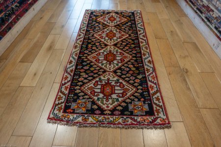Hand-Knotted Qashgai Runner From Iran (Persian)