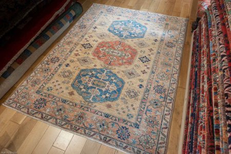 Hand-Knotted Kazak Rug From Afghanistan