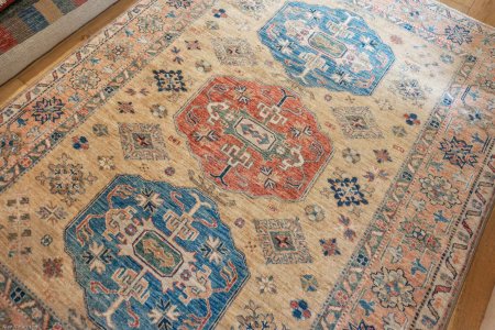 Hand-Knotted Kazak Rug From Afghanistan