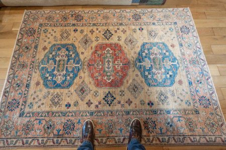 Hand-Knotted Kazak Rug From Afghanistan