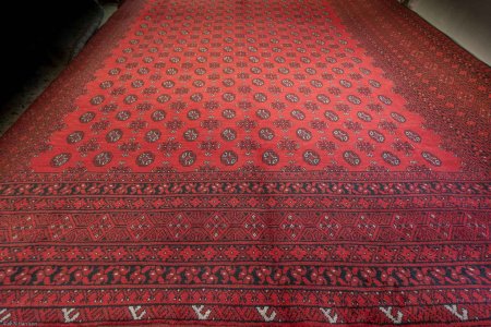 Hand-Knotted Aqcha Rug From Afghanistan