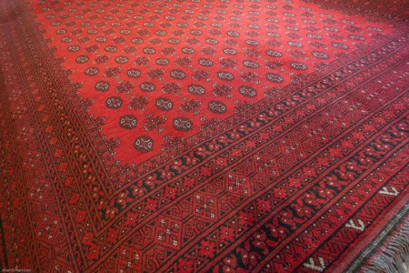 Hand-Knotted Aqcha Rug From Afghanistan
