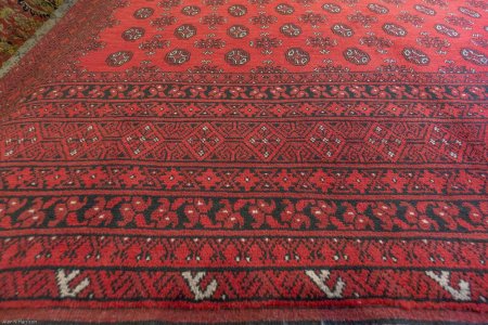Hand-Knotted Aqcha Rug From Afghanistan
