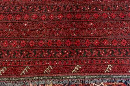 Hand-Knotted Aqcha Rug From Afghanistan
