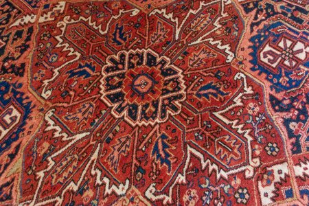 Hand-Knotted Heriz Rug From Iran (Persian)