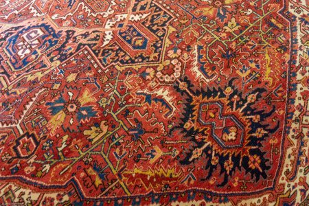 Hand-Knotted Heriz Rug From Iran (Persian)