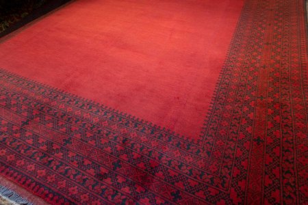 Hand-Knotted Aqcha Rug From Afghanistan