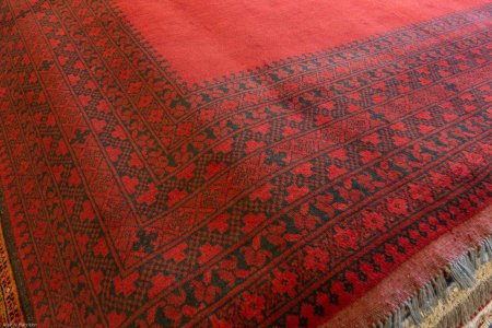 Hand-Knotted Aqcha Rug From Afghanistan