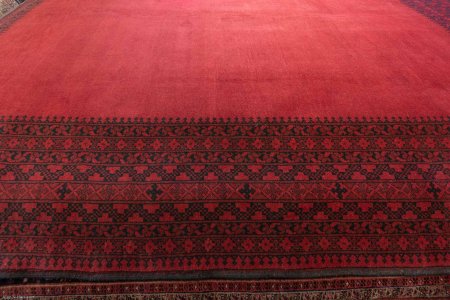 Hand-Knotted Aqcha Rug From Afghanistan