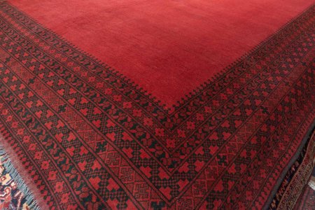 Hand-Knotted Aqcha Rug From Afghanistan