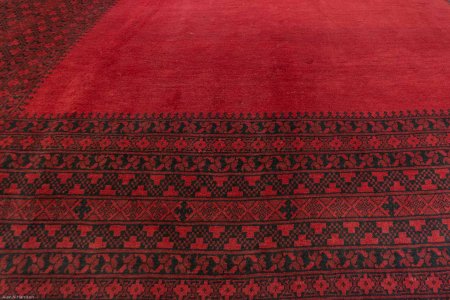 Hand-Knotted Aqcha Rug From Afghanistan