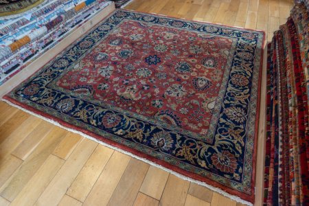 Hand-Knotted Mashad Palace Rug From India