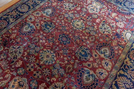 Hand-Knotted Mashad Palace Rug From India