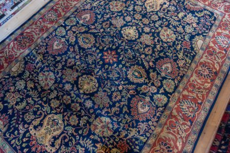 Hand-Knotted Mashad Palace Rug From India