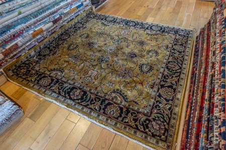 Hand-Knotted Mashad Palace Rug From India