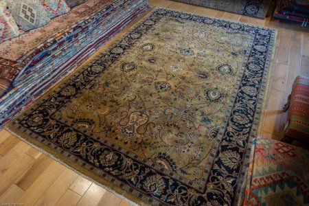 Hand-Knotted Mashad Palace Rug From India