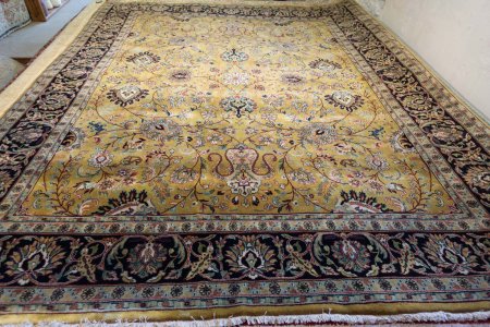 Hand-Knotted Mashad Palace Rug From India