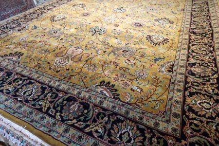 Hand-Knotted Mashad Palace Rug From India