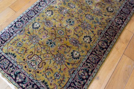 Hand-Knotted Mashad Palace Runner From India