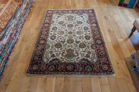 Hand-Knotted Mashad Palace Rug From India