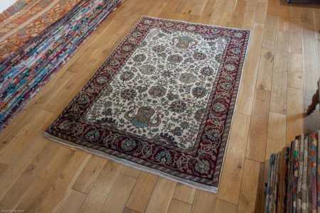 Hand-Knotted Mashad Palace Rug From India